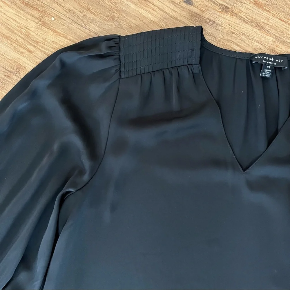 Current Air Anthropologie Black Pleated Sleeve Top XS - Picture 4 of 7